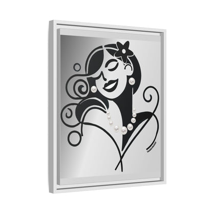 Pearls & Curls 4 | Black and White Framed Matte Canvas Wall Art (black or white frame)