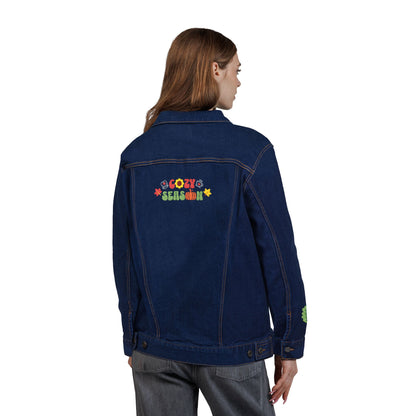 The Cozy Edit1 - Embroidered Denim Jacket (classic, black, and white denim)
