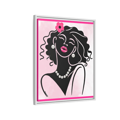 Pearls & Curls 2 | Pink Kiss Framed Matte Canvas Wall Art (black or white frame)
