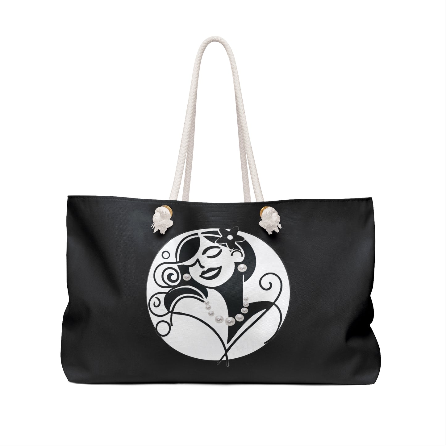 Pearls & Curls 4 | Black Double-Sided Weekender Bag