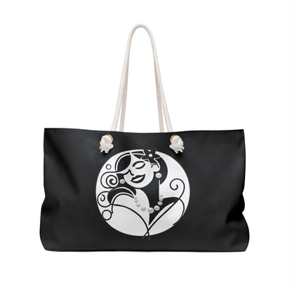 Pearls & Curls 4 | Black Double-Sided Weekender Bag