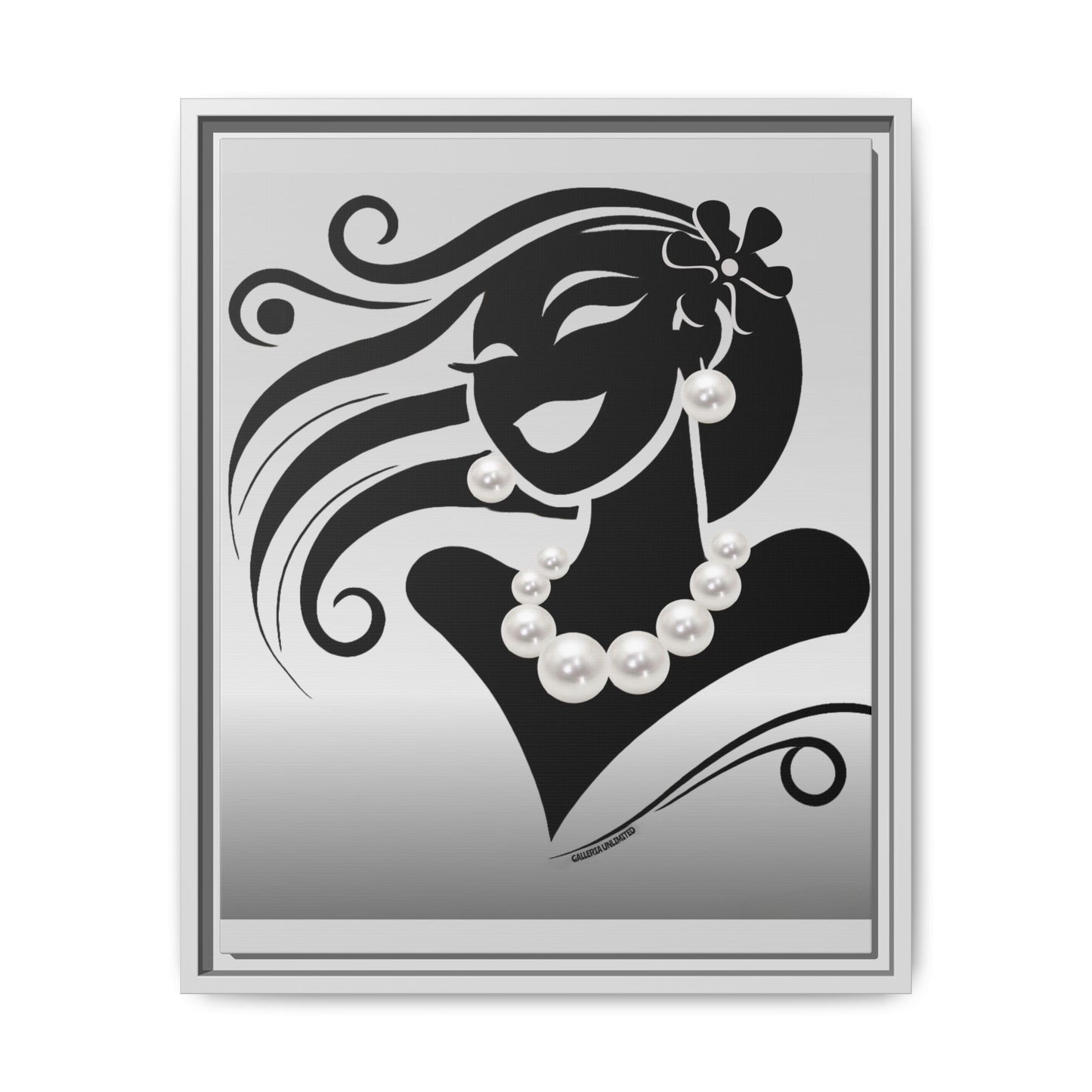 Pearls & Curls 6 | Black and White Framed Matte Canvas Wall Art (black or white frame)