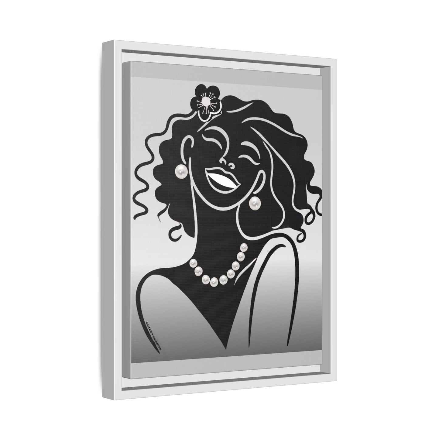 Pearls & Curls 2 | Black and White Framed Matte Canvas Wall Art (black or white frame)