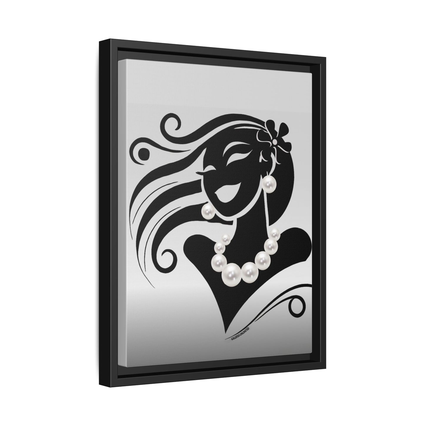 Pearls & Curls 6 | Black and White Framed Matte Canvas Wall Art (black or white frame)