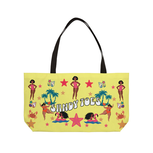 Sandy Toes | Pineapple Two-Sided Weekender Tote Bag (black girl)