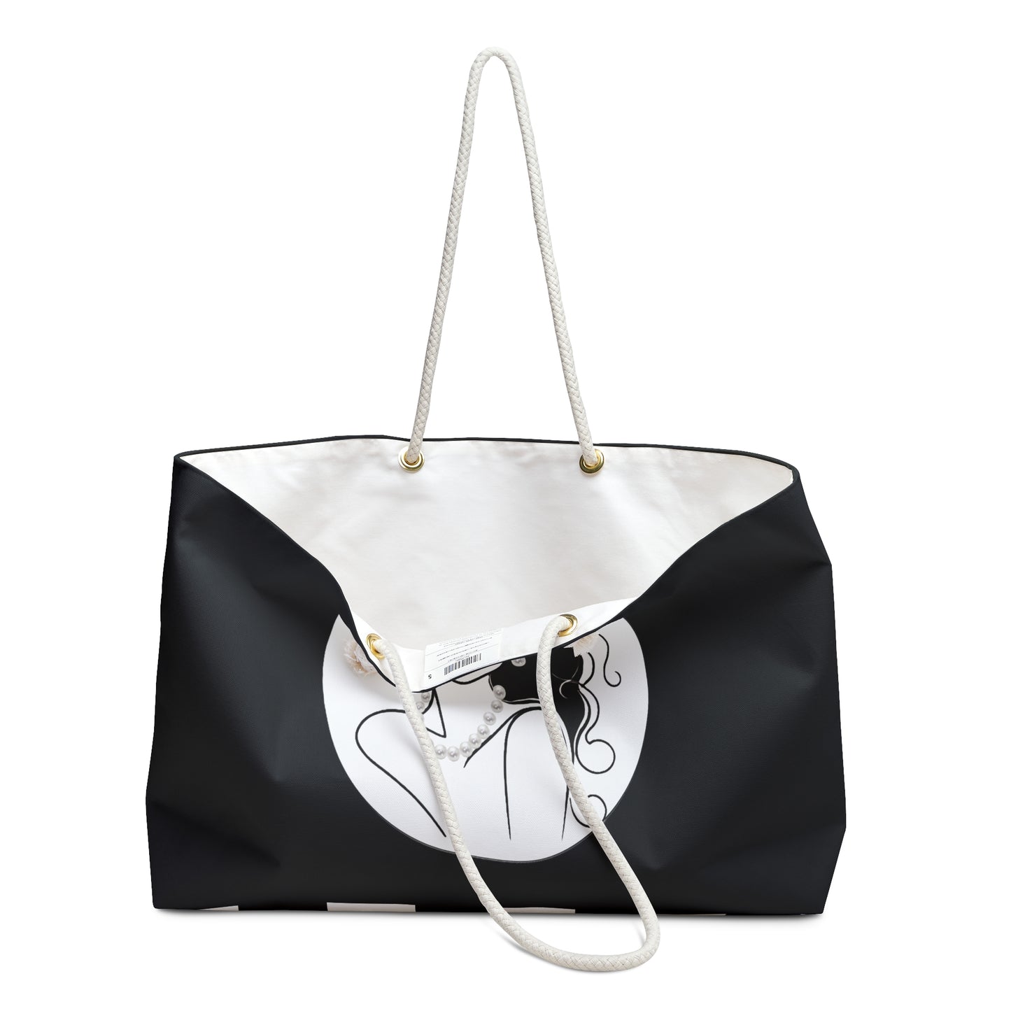 Pearls & Curls 3 | Black Double-Sided Weekender Bag