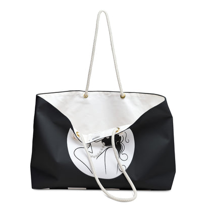 Pearls & Curls 3 | Black Double-Sided Weekender Bag