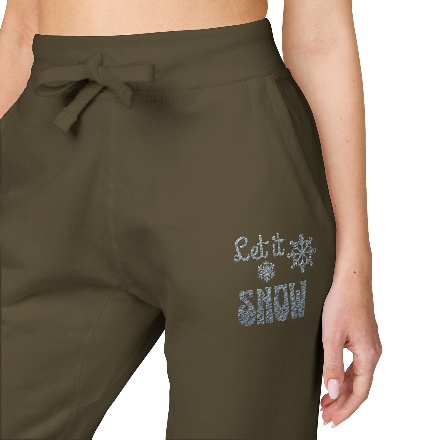 The Cozy Edit2 | Embroidered "Let It Snow" Fleece Lounge Joggers (multiple colors)