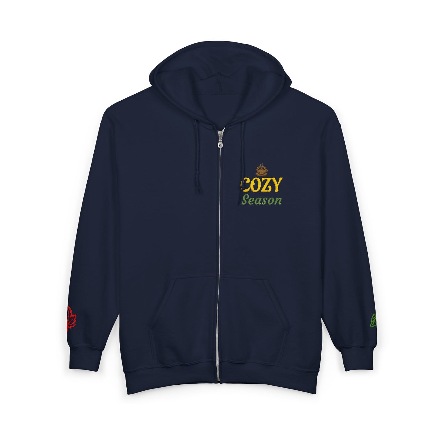 Harvest Haze | 'Cozy Season' Embroidered Zip Hoodie (multiple colors)