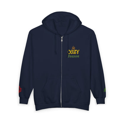 Harvest Haze | 'Cozy Season' Embroidered Zip Hoodie (multiple colors)