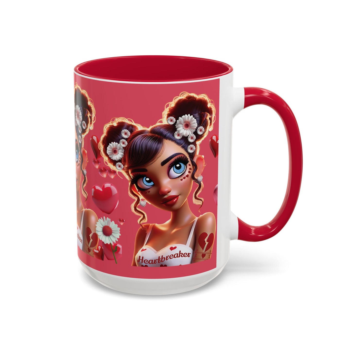 Heartbreaker 1 | Raspberry - Coffee Mug, two-tone, 15 oz (multiple handle colors)