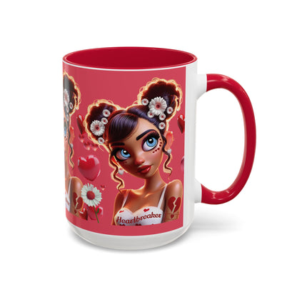 Heartbreaker 1 | Raspberry - Coffee Mug, two-tone, 15 oz (multiple handle colors)
