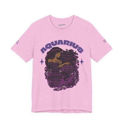 Aquarius | Word Art Graphic Tee (amethyst)-"Aquarius" Definition on Back