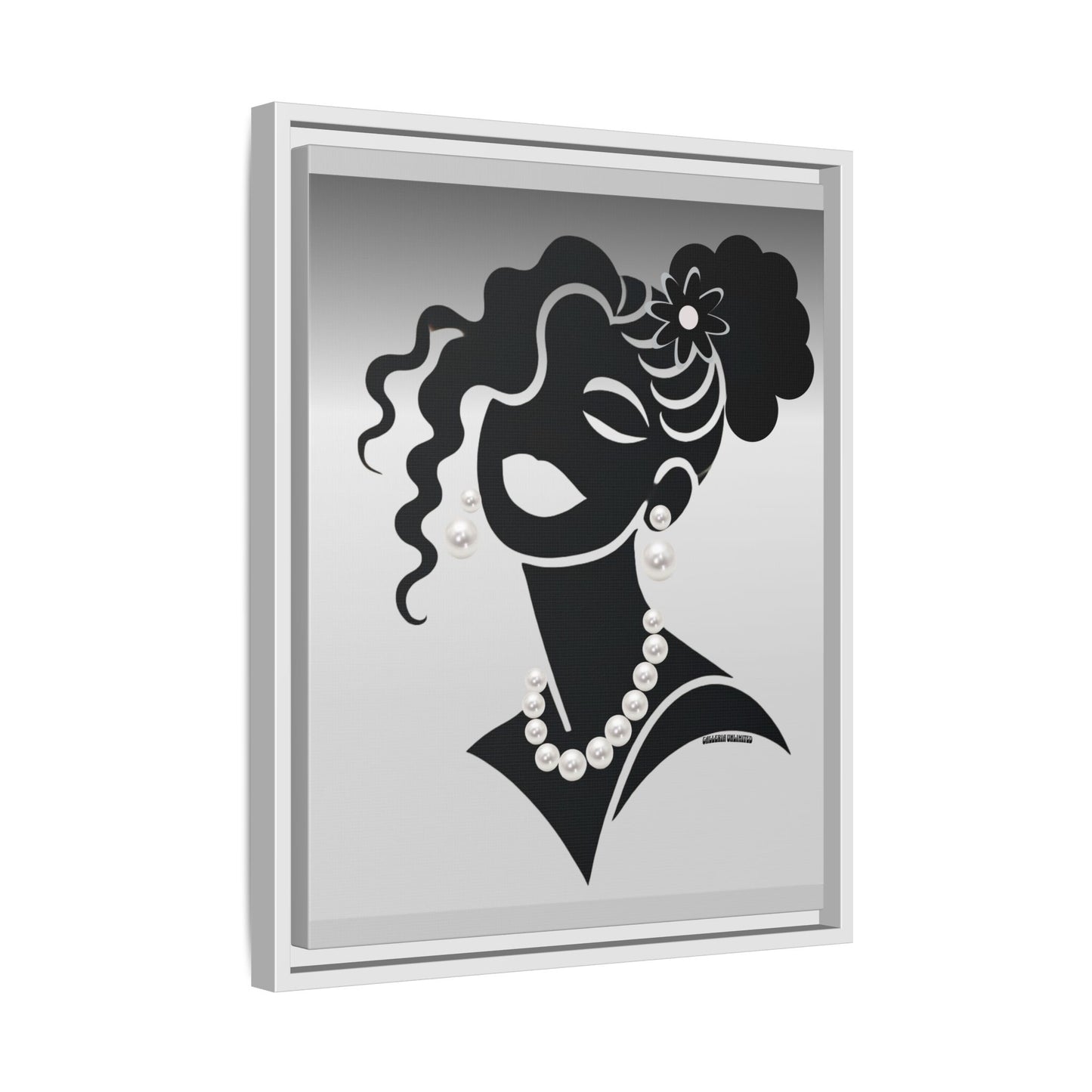 Pearls & Curls 2 | Black and White Framed Matte Canvas Wall Art (black or white frame)