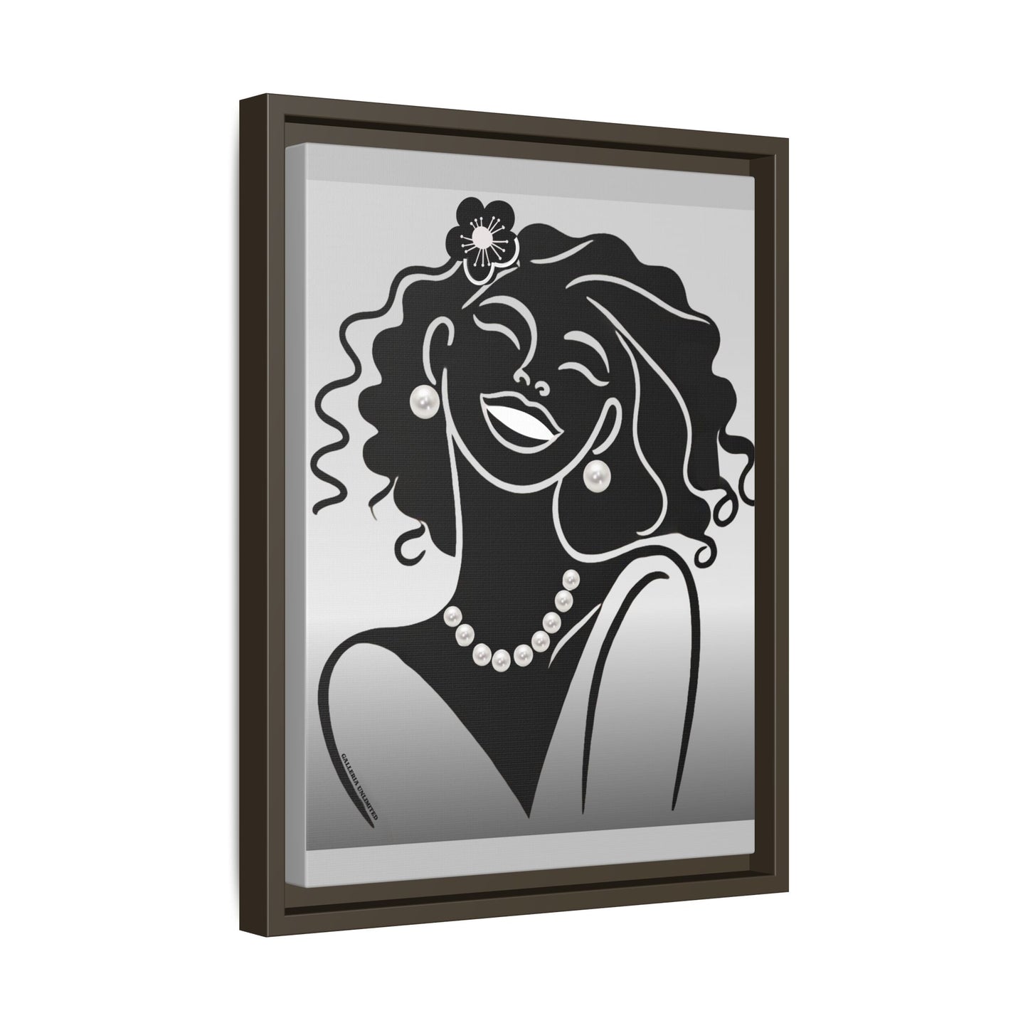 Pearls & Curls 2 | Black and White Framed Matte Canvas Wall Art (black or white frame)
