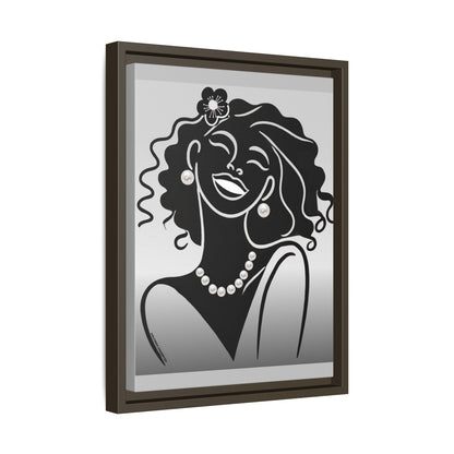 Pearls & Curls 2 | Black and White Framed Matte Canvas Wall Art (black or white frame)