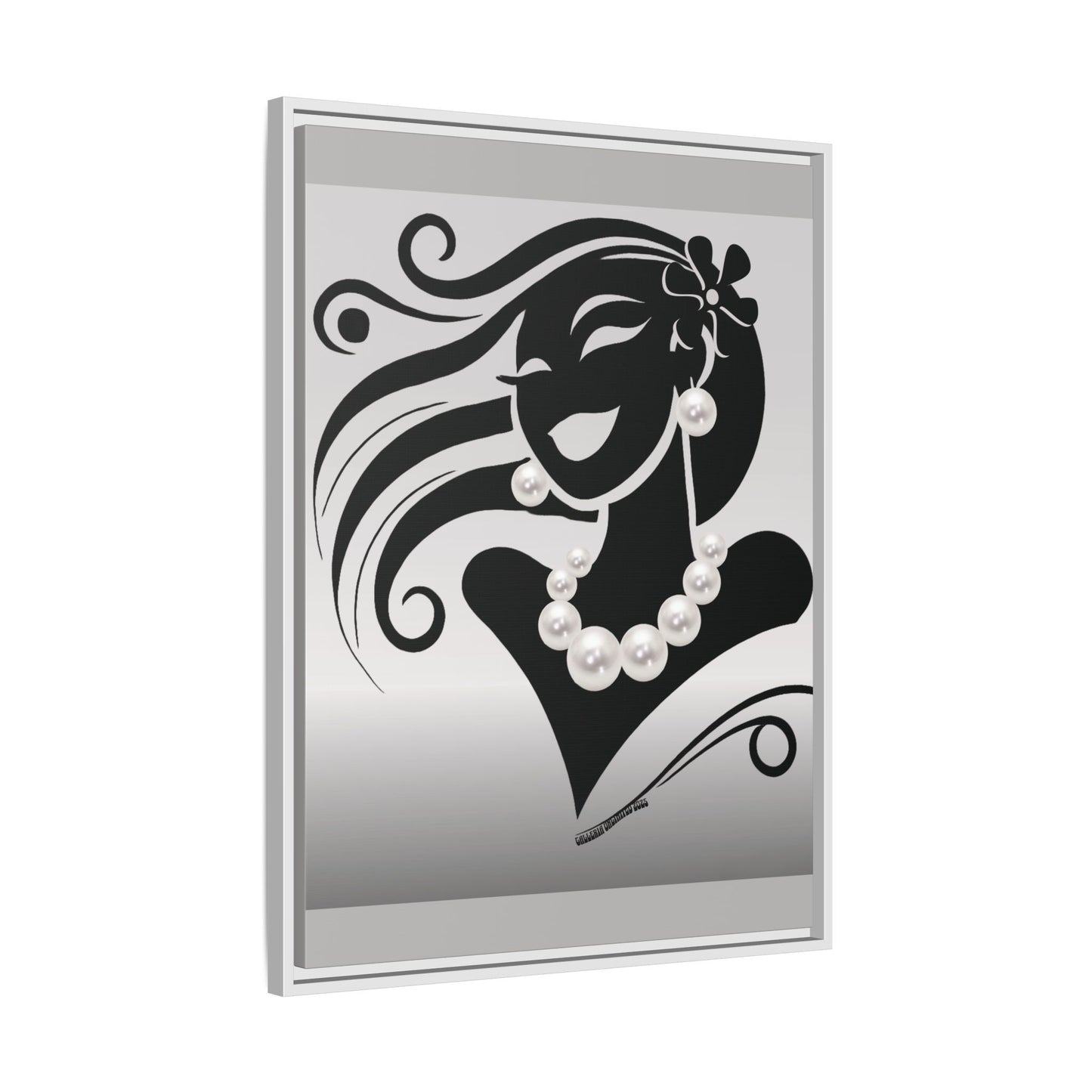 Pearls & Curls6 | Black and White - Framed Matte Canvas Art (black or white frame)