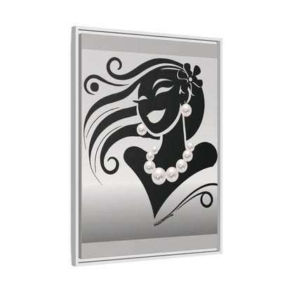 Pearls & Curls6 | Black and White - Framed Matte Canvas Art (black or white frame)