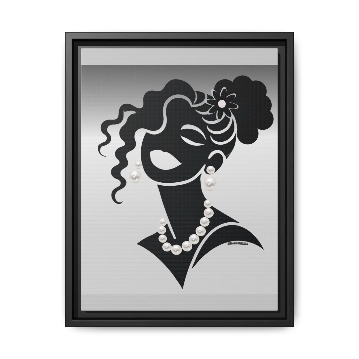 Pearls & Curls 2 | Black and White Framed Matte Canvas Wall Art (black or white frame)