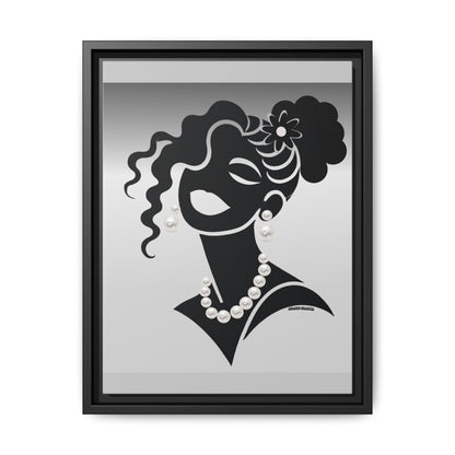 Pearls & Curls 2 | Black and White Framed Matte Canvas Wall Art (black or white frame)