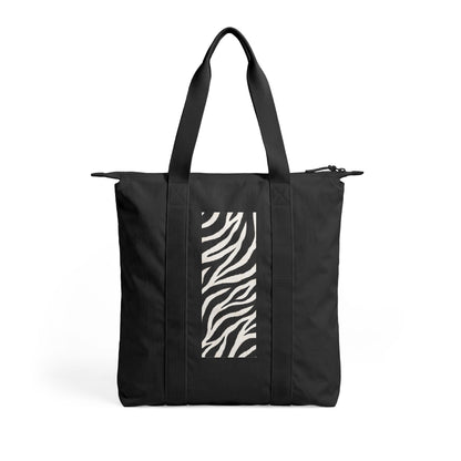 Zebra | Black & White Zebra Print Nomad Tote Bag — Zip-Top Carry-All Travel Tote
