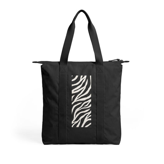 Zebra | Black & White Zebra Print Nomad Tote Bag — Zip-Top Carry-All Travel Tote