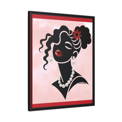 Pearls & Curls5 | Ruby Kiss - Framed Matte Canvas Art (black or white frame)