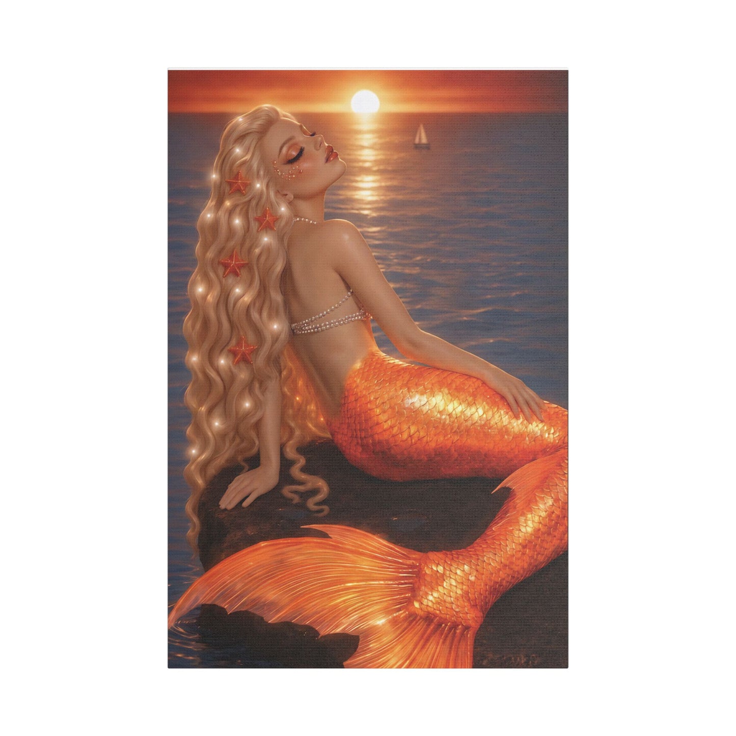 Gilded Sirens | Amber Horizon, Satin Stretched Canvas Print