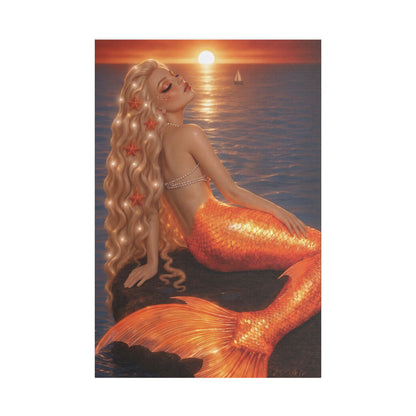 Gilded Sirens | Amber Horizon, Satin Stretched Canvas Print