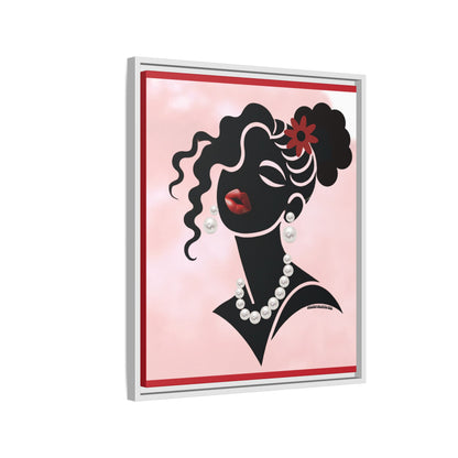 Pearls & Curls5 | Ruby Kiss - Framed Matte Canvas Art (black or white frame)