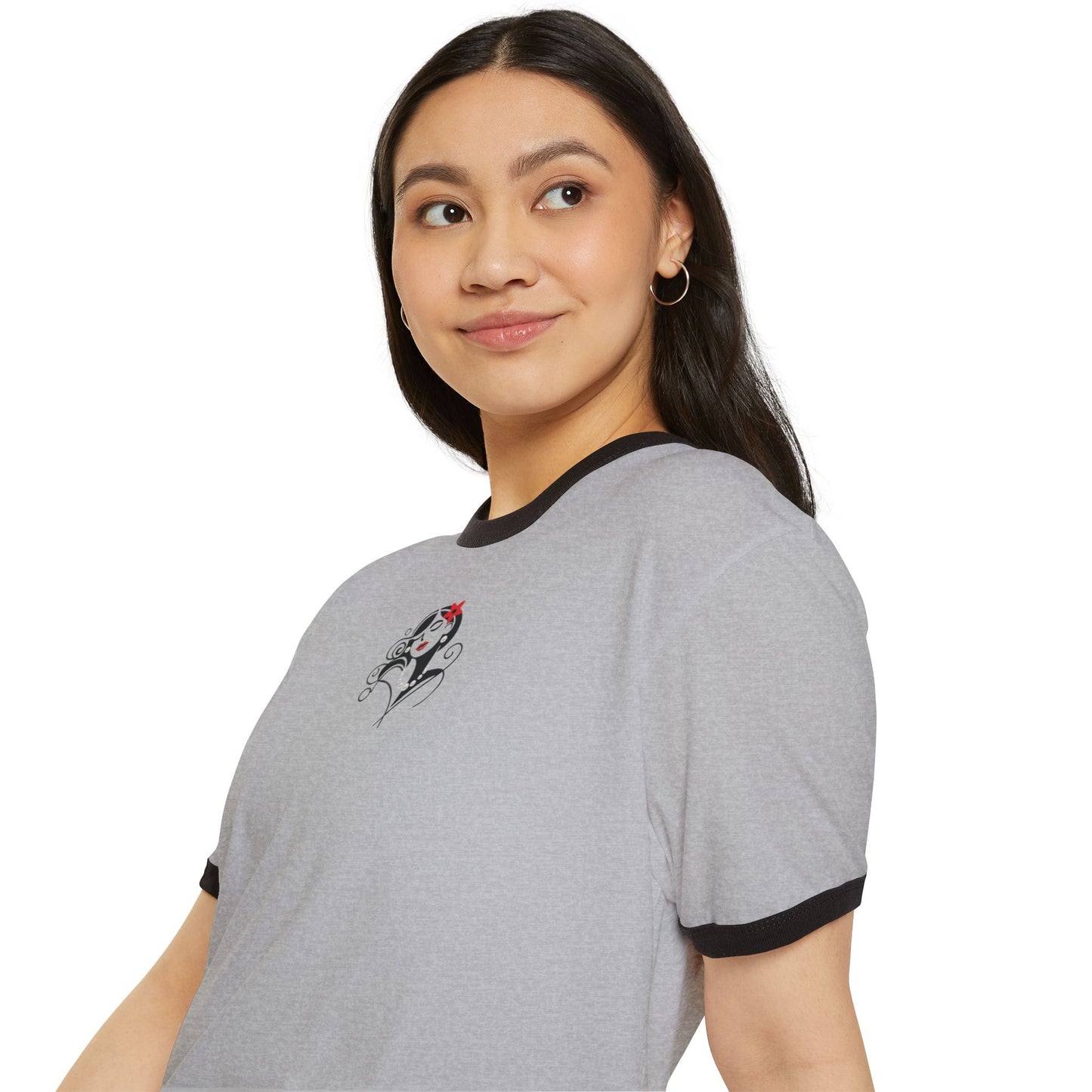Pearls & Curls4| Ruby Kiss Ringer Tee (heather grey or white)
