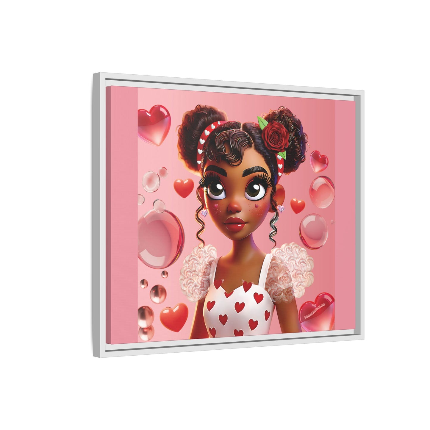 Heartbreaker Girl | Bubblegum - Canvas Print, framed matte (multiple sizes/frame colors)