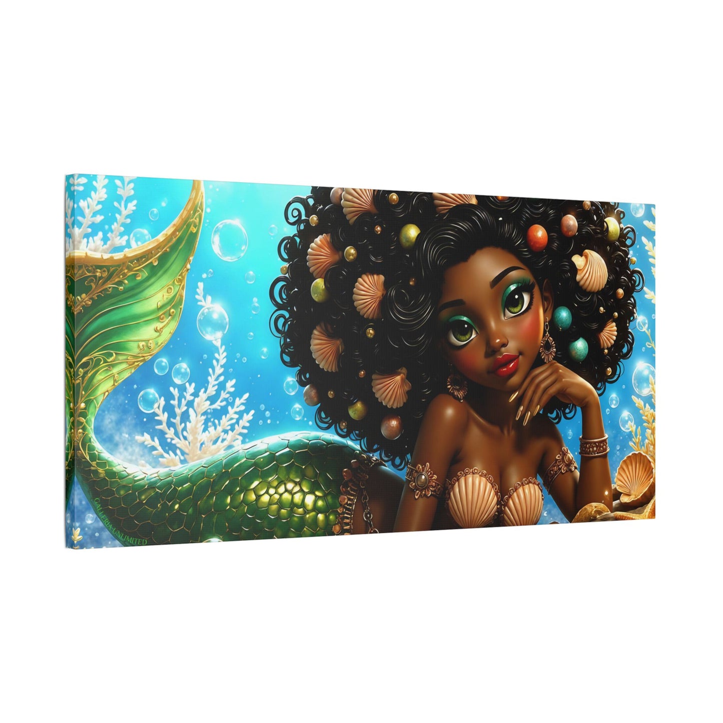 Sirens of the Gilded Sea | Blue Lagoon, Satin Stretched Canvas