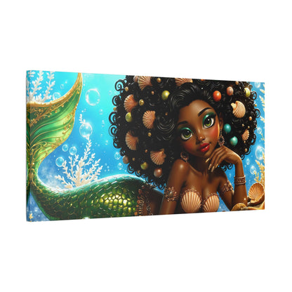 Sirens of the Gilded Sea | Blue Lagoon, Satin Stretched Canvas