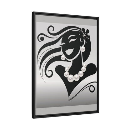 Pearls & Curls6 | Black and White - Framed Matte Canvas Art (black or white frame)
