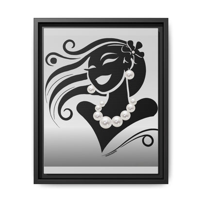 Pearls & Curls 6 | Black and White Framed Matte Canvas Wall Art (black or white frame)