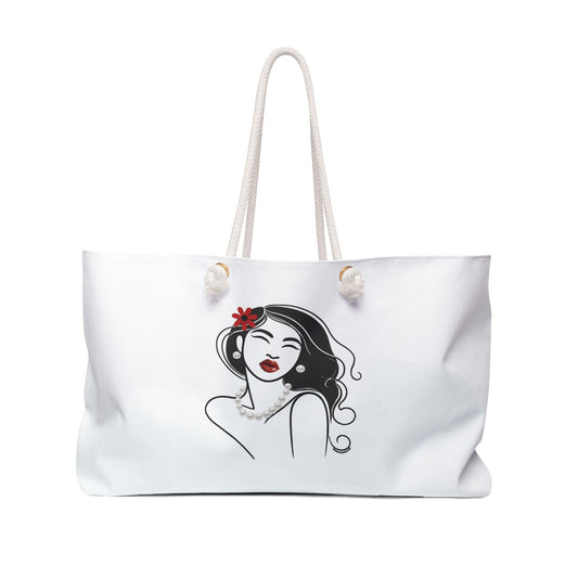 Pearls & Curls3 | White - Two-Sided Weekender Bag