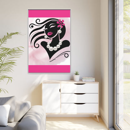 Pearls & Curls6 | Pink Pout - Framed Matte Canvas Art