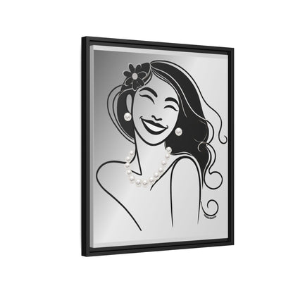 Pearls & Curls 3 | Black and White Framed Matte Canvas Wall Art