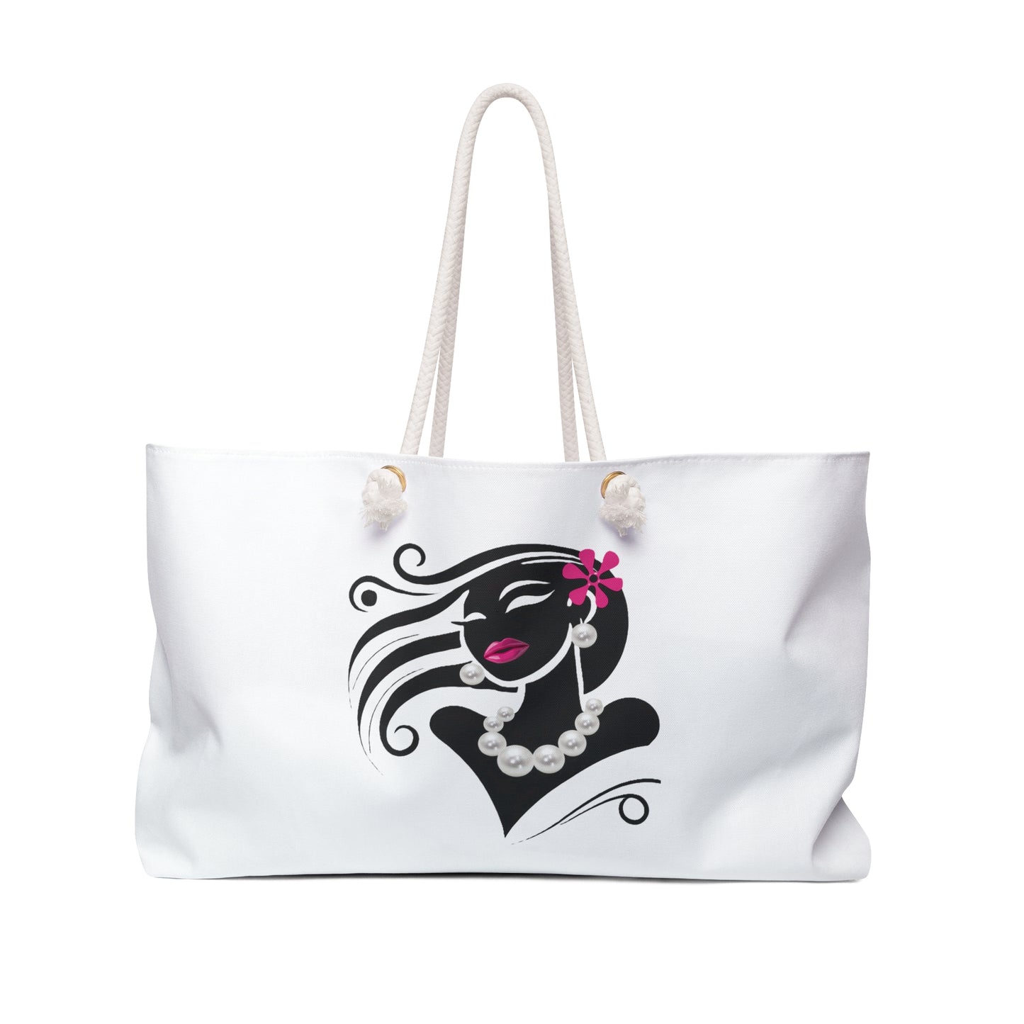 Pearls & Curls 6 | White Double-Sided Weekender Bag