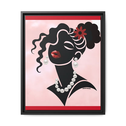Pearls & Curls 5 | Crimson Kiss Framed Matte Canvas Wall Art (black or white frame)