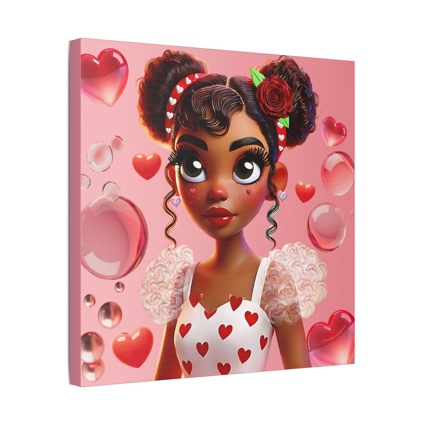 Heartbreaker Girl | Bubble Gum Satin Stretched Canvas Print