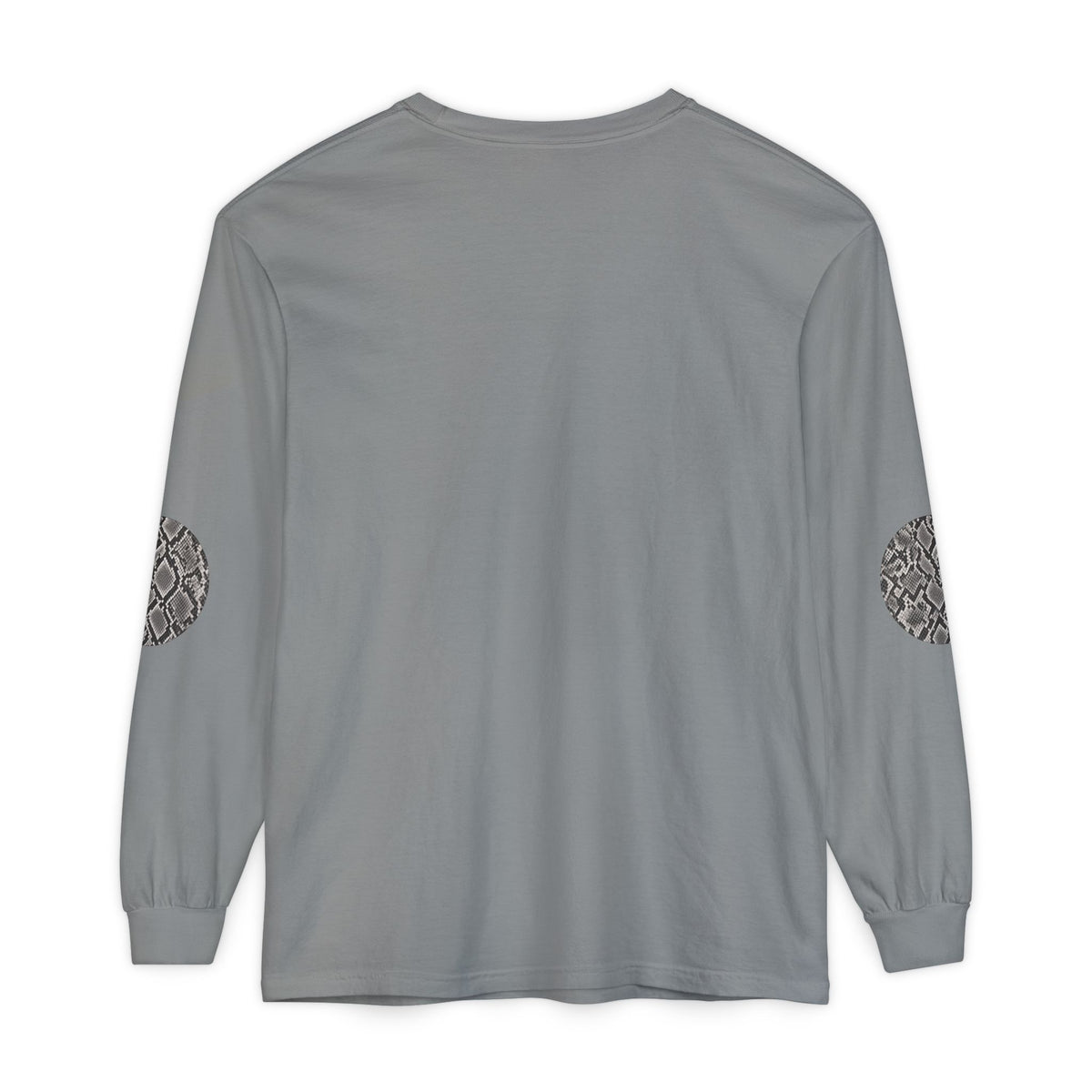 Snake | Grey Snakeskin Circle Patches Long Sleeve T-Shirt (Elbow Accents), multiple shades