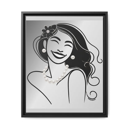 Pearls & Curls 3 | Black and White Framed Matte Canvas Wall Art