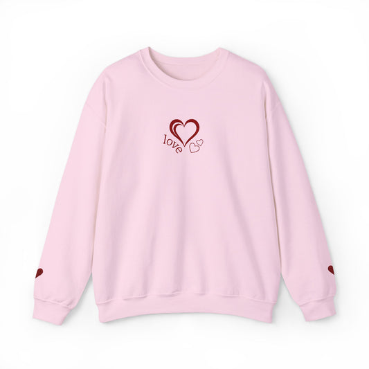 Heartbreaker 0 | Maroon Embroidered Love Crewneck Sweatshirt