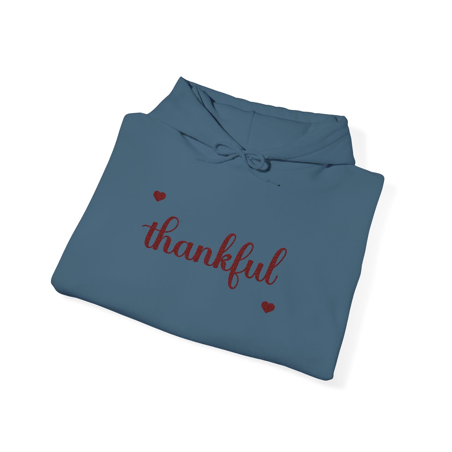 The Thankful Edit1 | Maroon Embroidered Thankful Hoodie, maroon hearts (multiple colors)