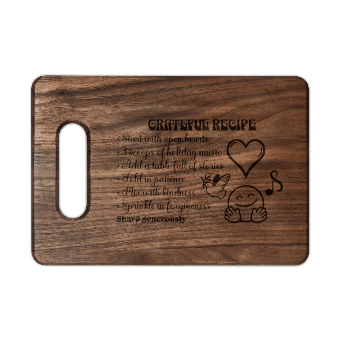 The Cozy Edit4 | "Grateful Recipe" Engraved Wooden Cutting Board (maple or walnut)