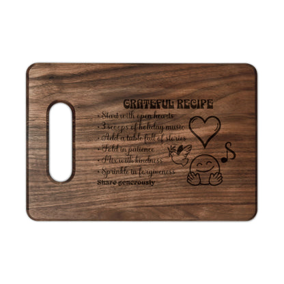 The Cozy Edit4 | "Grateful Recipe" Engraved Wooden Cutting Board (maple or walnut)
