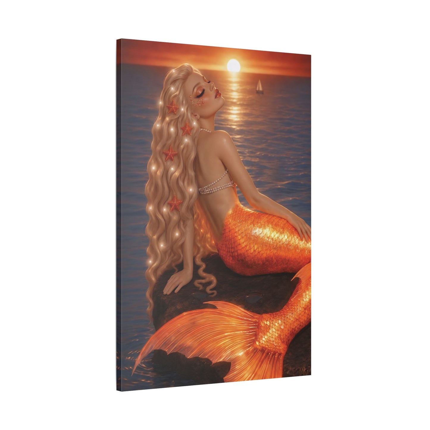 Gilded Sirens | Amber Horizon, Satin Stretched Canvas Print