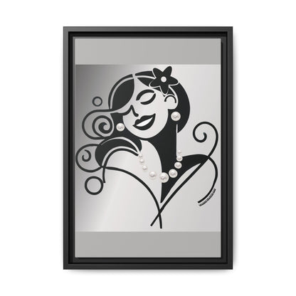 Pearls & Curls4 | Black and White - Framed Matte Canvas Art (black or white frame)